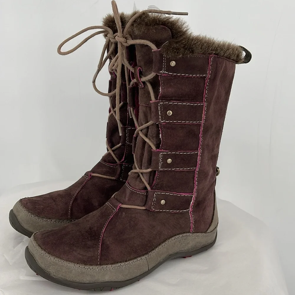The North Face‎ Brown Suede Fur Lined Lace Up Winter Boots Womens Size 7